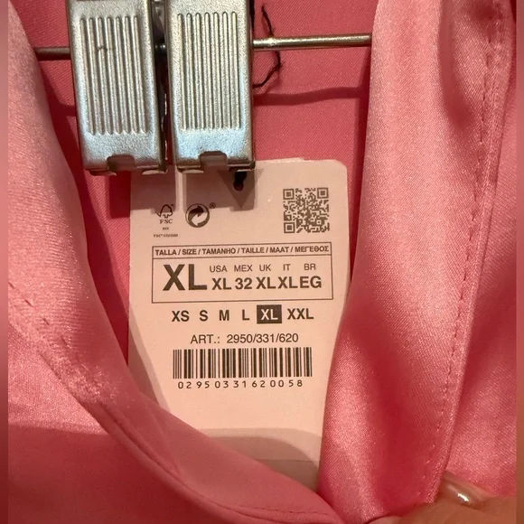 Zara Short Pink Draped Satin Dress - Never Worn - Picture 3 of 5